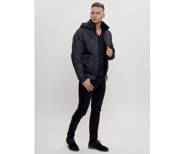 Куртка классическая стеганная мужская темно-синего цвета 2303TS