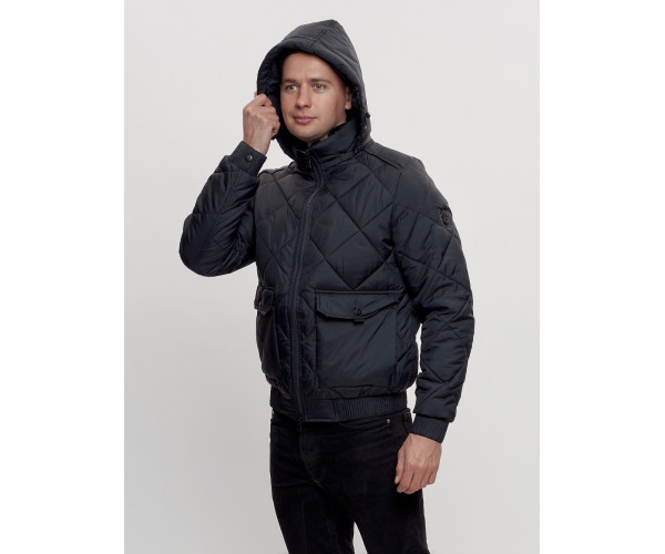 Куртка классическая стеганная мужская темно-синего цвета 2303TS