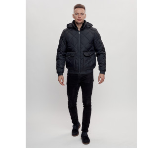 Куртка классическая стеганная мужская темно-синего цвета 2303TS