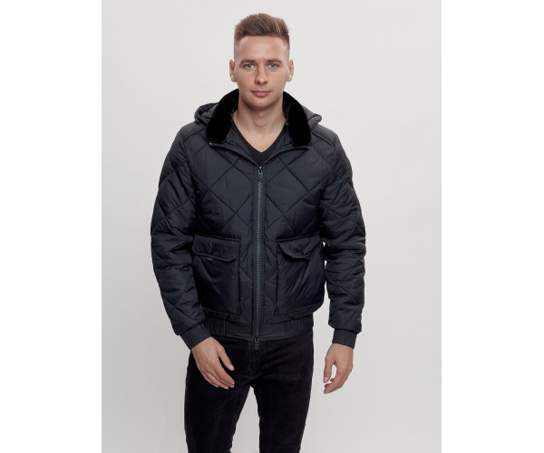 Куртка классическая стеганная мужская темно-синего цвета 2303TS