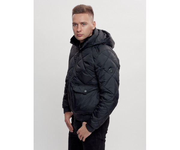 Куртка классическая стеганная мужская темно-синего цвета 2303TS