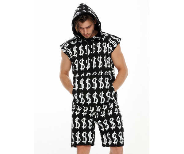 Костюм шорты и футболка черного цвета 9166Ch