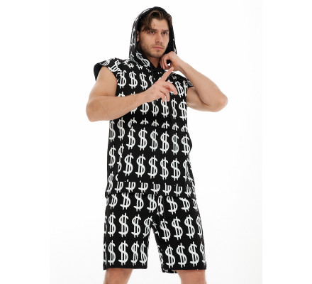 Костюм шорты и футболка черного цвета 9166Ch