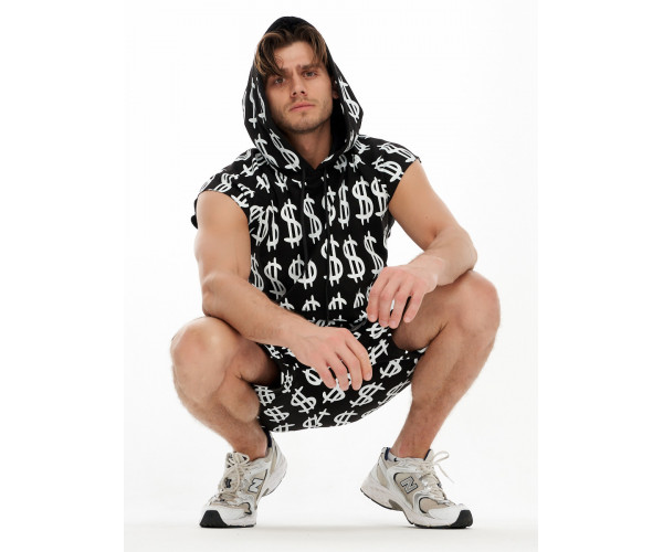 Костюм шорты и футболка черного цвета 9166Ch