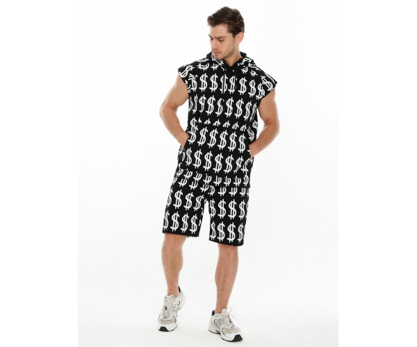 Костюм шорты и футболка черного цвета 9166Ch