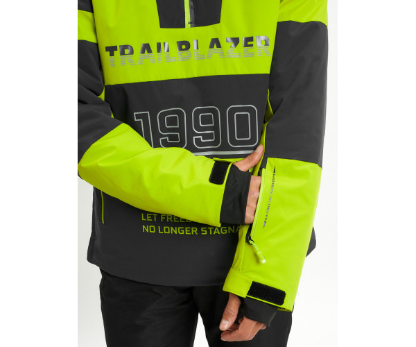 Горнолыжный костюм анорак мужской зеленого цвета 077024Z