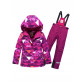 Горнолыжный костюм Valianly для девочки малинового цвета 9018M