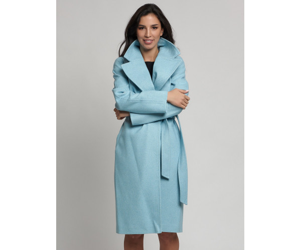 Пальто демисезонное  бирюзового цвета 4263Br