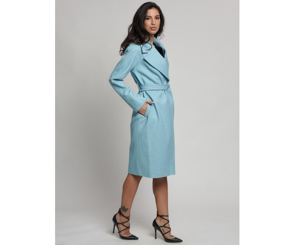 Пальто демисезонное  бирюзового цвета 4263Br