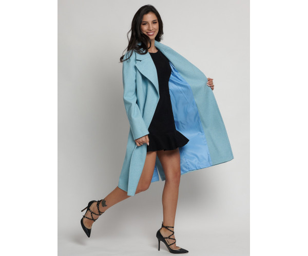 Пальто демисезонное  бирюзового цвета 4263Br
