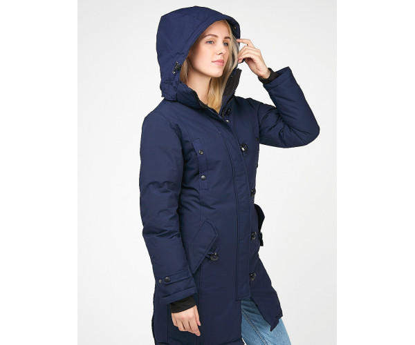 Женская зимняя парка темно-синего цвета 1806TS