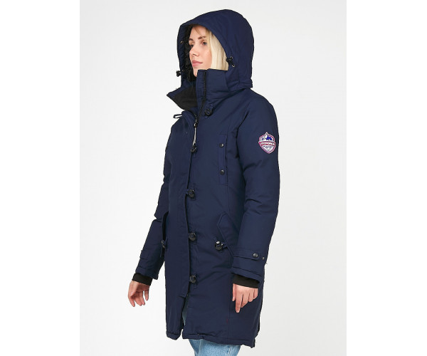 Женская зимняя парка темно-синего цвета 1806TS