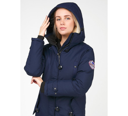 Женская зимняя парка темно-синего цвета 1806TS