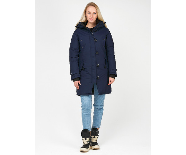Женская зимняя парка темно-синего цвета 1806TS
