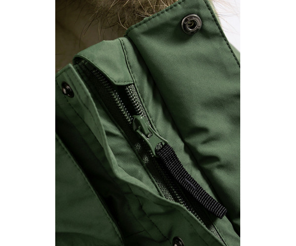 Подростковая для мальчика зимняя парка цвета хаки 9039Kh