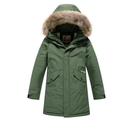 Подростковая для мальчика зимняя парка цвета хаки 9039Kh