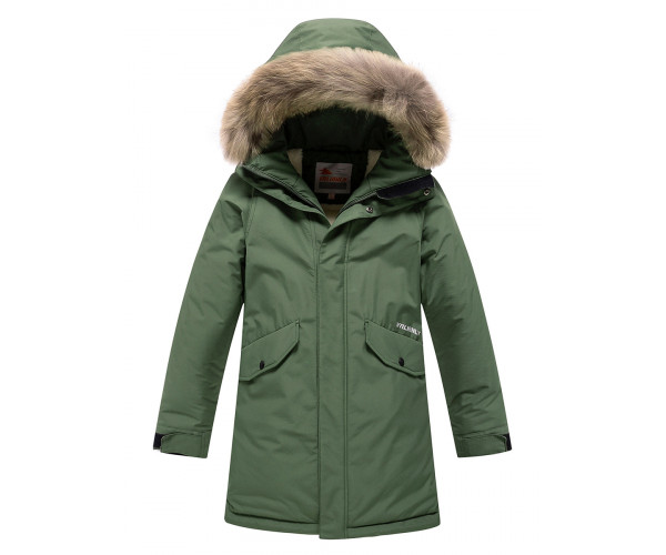 Подростковая для мальчика зимняя парка цвета хаки 9039Kh