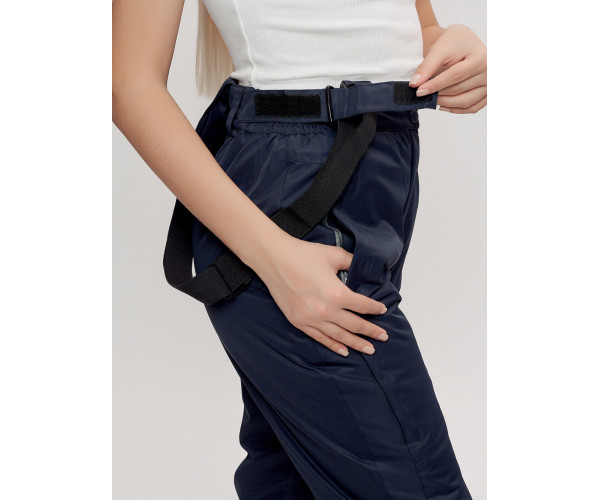 Горнолыжный костюм женский темно-синего цвета 7080TS