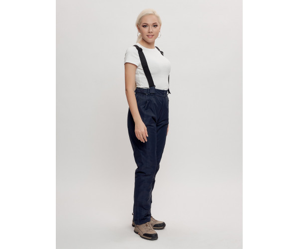 Горнолыжный костюм женский темно-синего цвета 7080TS