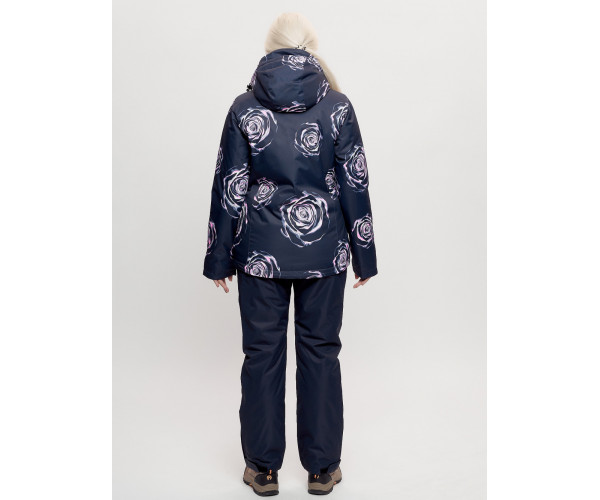 Горнолыжный костюм женский темно-синего цвета 7080TS