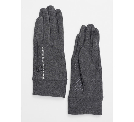 Спортивные перчатки демисезонные женские серого цвета 644Sr