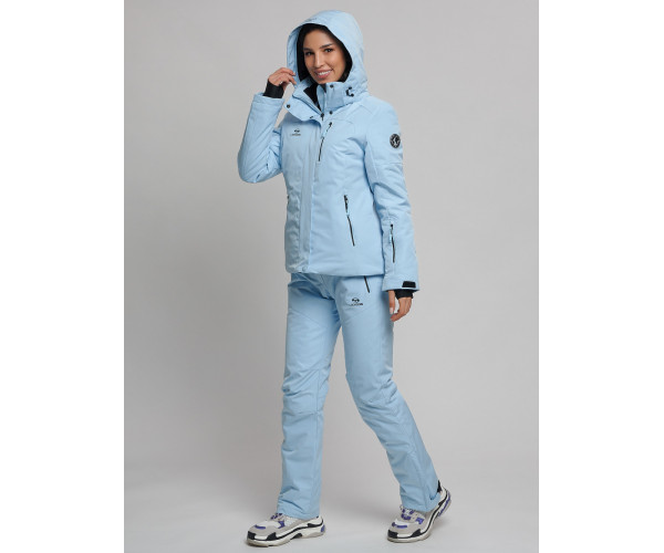 Горнолыжный костюм женский голубого цвета 77039Gl