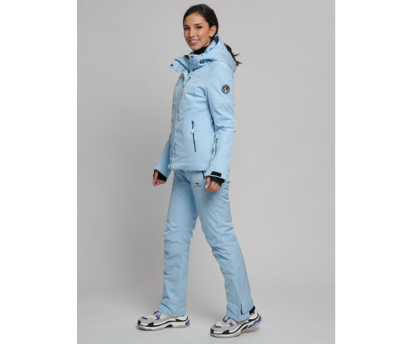 Горнолыжный костюм женский голубого цвета 77039Gl