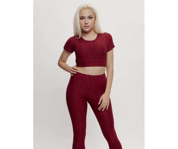 Костюм для фитнеса женский бордового цвета 2001Bo