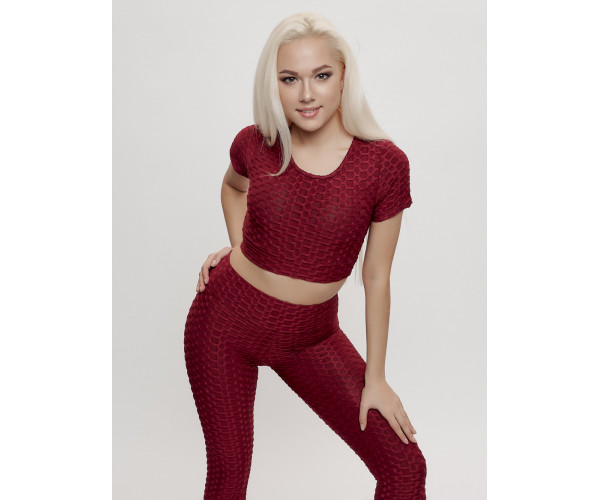Костюм для фитнеса женский бордового цвета 2001Bo
