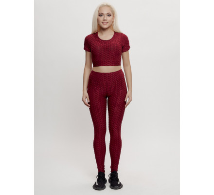 Костюм для фитнеса женский бордового цвета 2001Bo