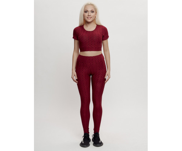 Костюм для фитнеса женский бордового цвета 2001Bo