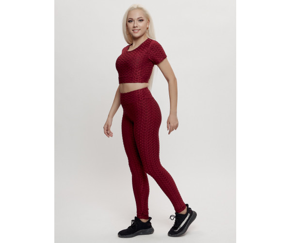 Костюм для фитнеса женский бордового цвета 2001Bo