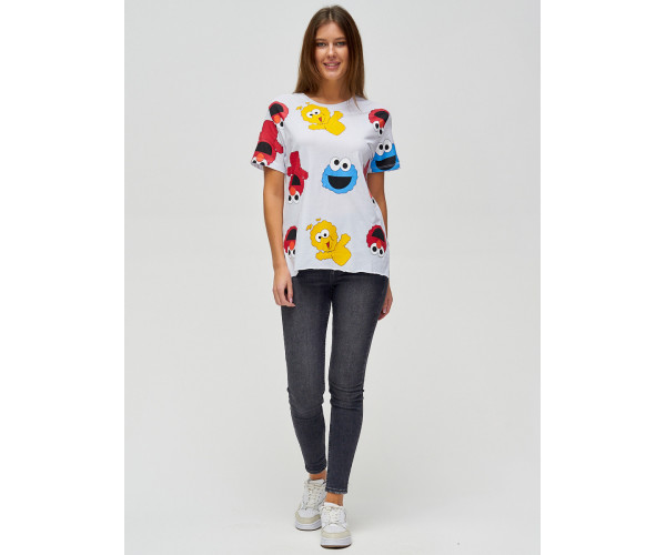 Женские футболки с принтом белого цвета 34002Bl