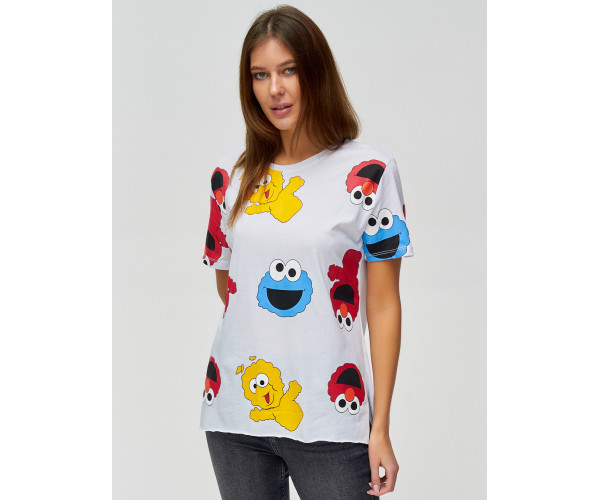 Женские футболки с принтом белого цвета 34002Bl