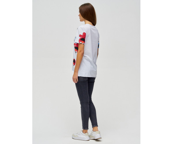Женские футболки с принтом белого цвета 34002Bl