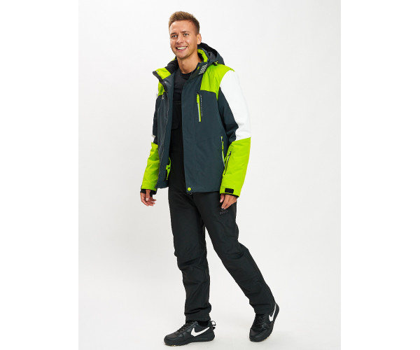 Горнолыжный костюм мужской зеленого цвета 077018Z