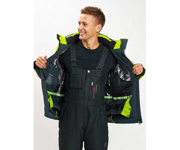 Горнолыжный костюм мужской зеленого цвета 077018Z