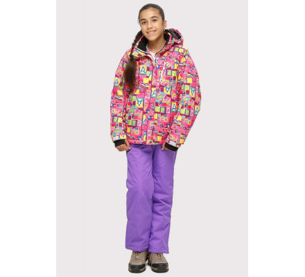 Подростковый для девочки зимний костюм горнолыжный розового цвета 01774-1R