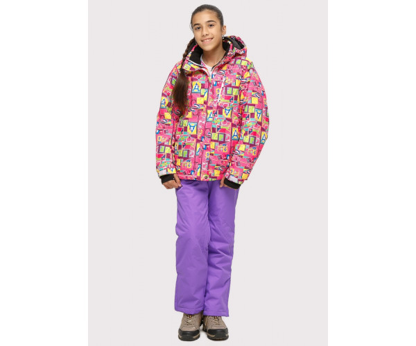 Подростковый для девочки зимний костюм горнолыжный розового цвета 01774-1R