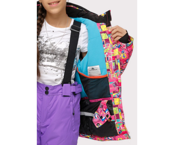 Подростковый для девочки зимний костюм горнолыжный розового цвета 01774-1R