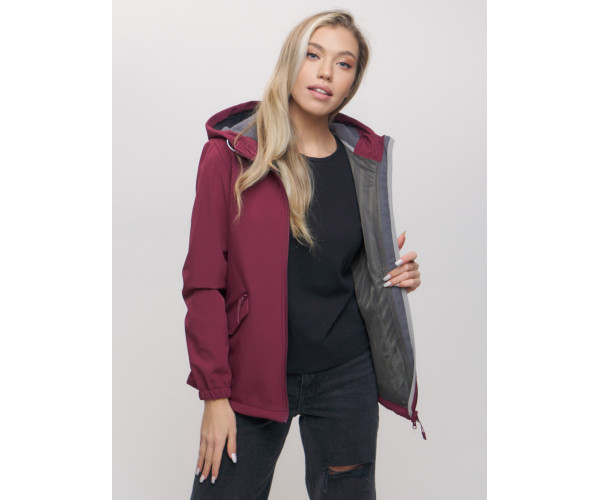Ветровка  женская бордового цвета 20014-1Bo