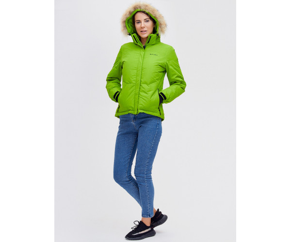 Пуховик еврозима с мехом Valianly зеленого цвета 2174Z