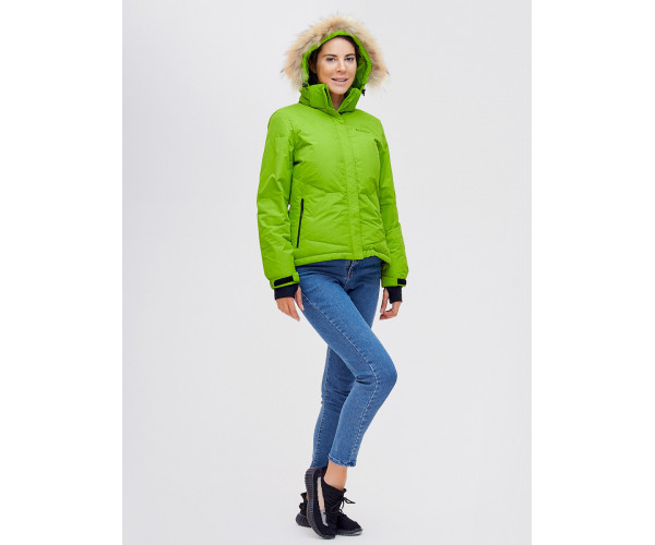Пуховик еврозима с мехом Valianly зеленого цвета 2174Z