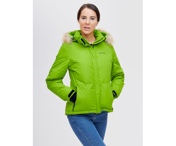 Пуховик еврозима с мехом Valianly зеленого цвета 2174Z