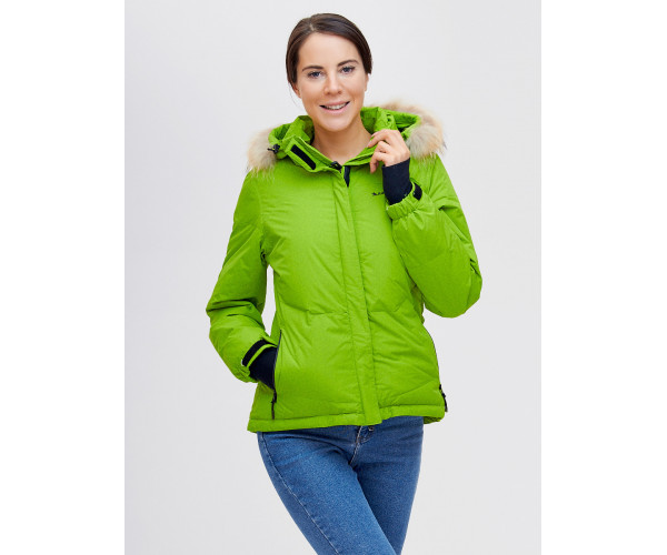 Пуховик еврозима с мехом Valianly зеленого цвета 2174Z