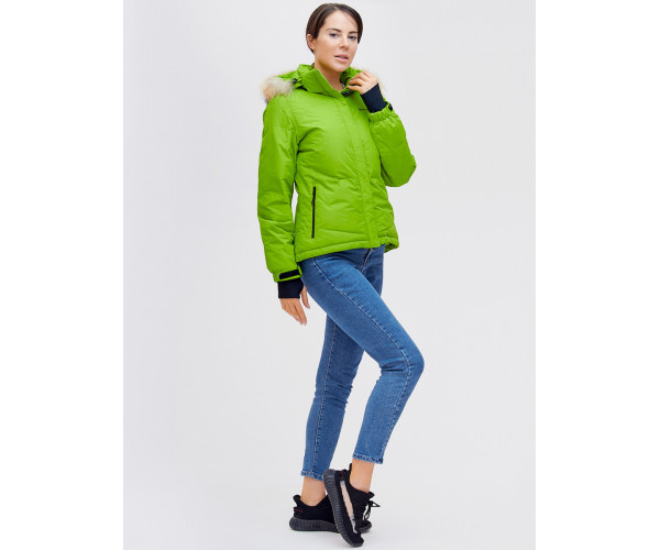 Пуховик еврозима с мехом Valianly зеленого цвета 2174Z
