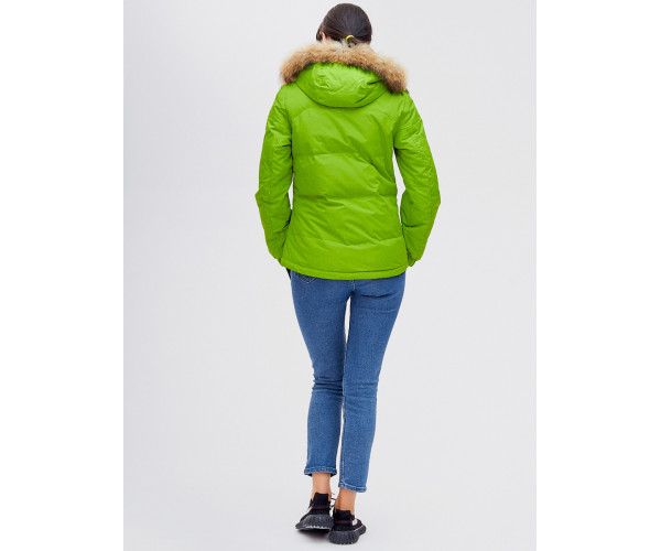 Пуховик еврозима с мехом Valianly зеленого цвета 2174Z