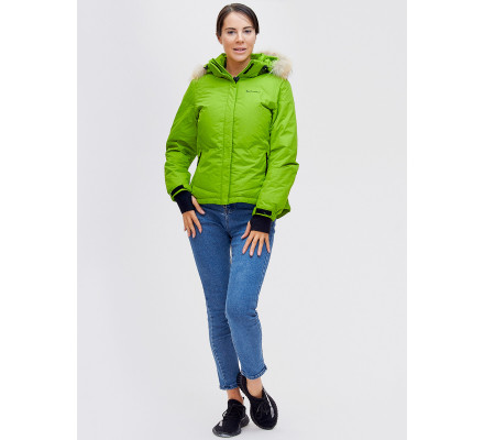 Пуховик еврозима с мехом Valianly зеленого цвета 2174Z