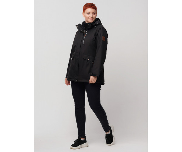 Горнолыжная куртка  bigsize черного цвета 2047Ch