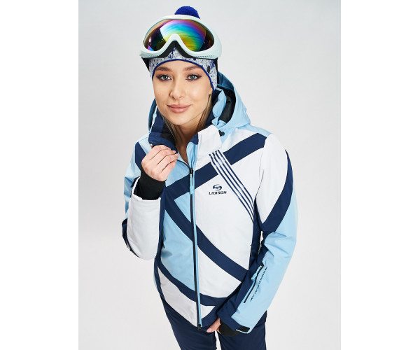 Горнолыжная куртка женская голубого цвета 77031Gl